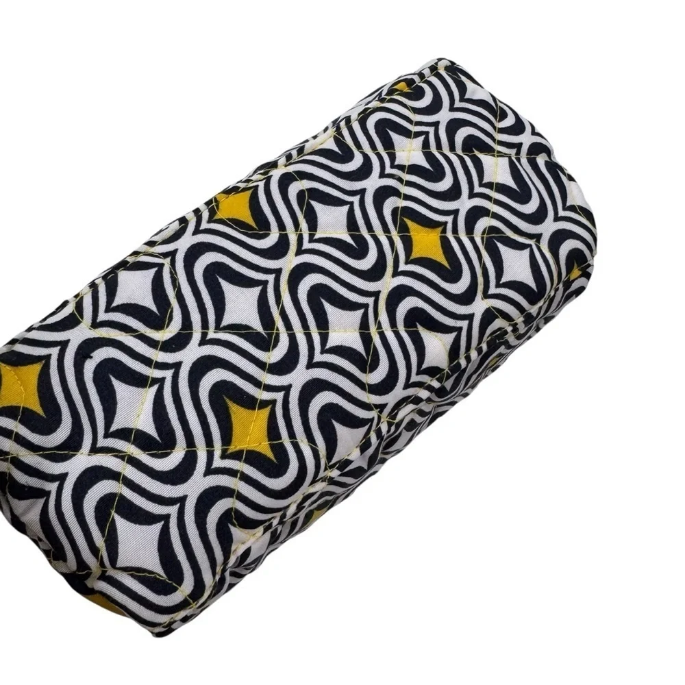 NWT Quilted Cosmetic Bag Buckhead Betties Curve Appeal Navy Yellow